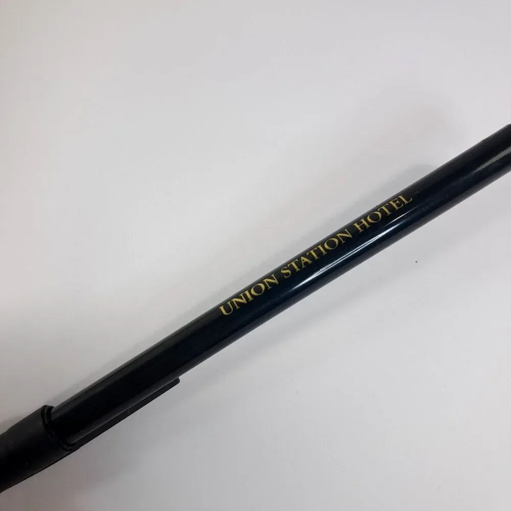 Union Station Hotel pen ballpoint black gold‎ with cap advertisement collectible